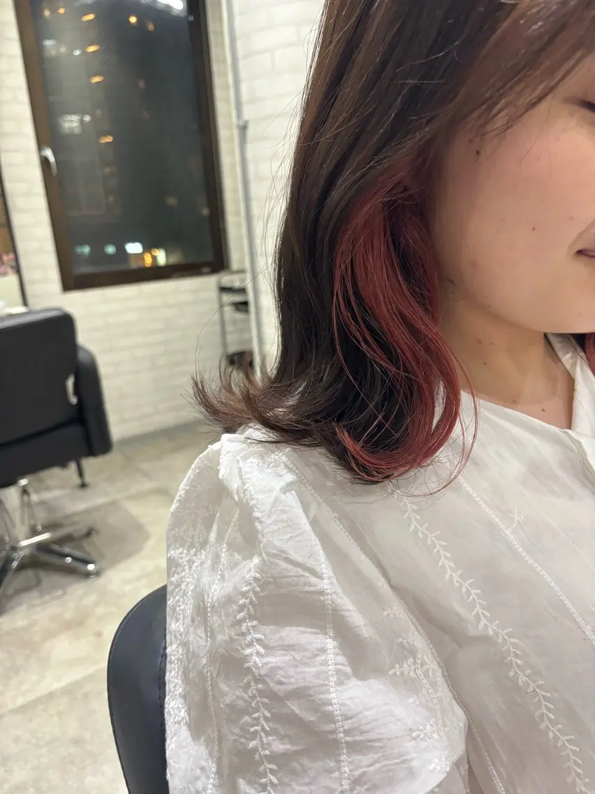 ミディアム カラー ヘアアレンジ カット ヘアカラー kei🤎ベージュ /透明感カラー/博多のヘアスタイル