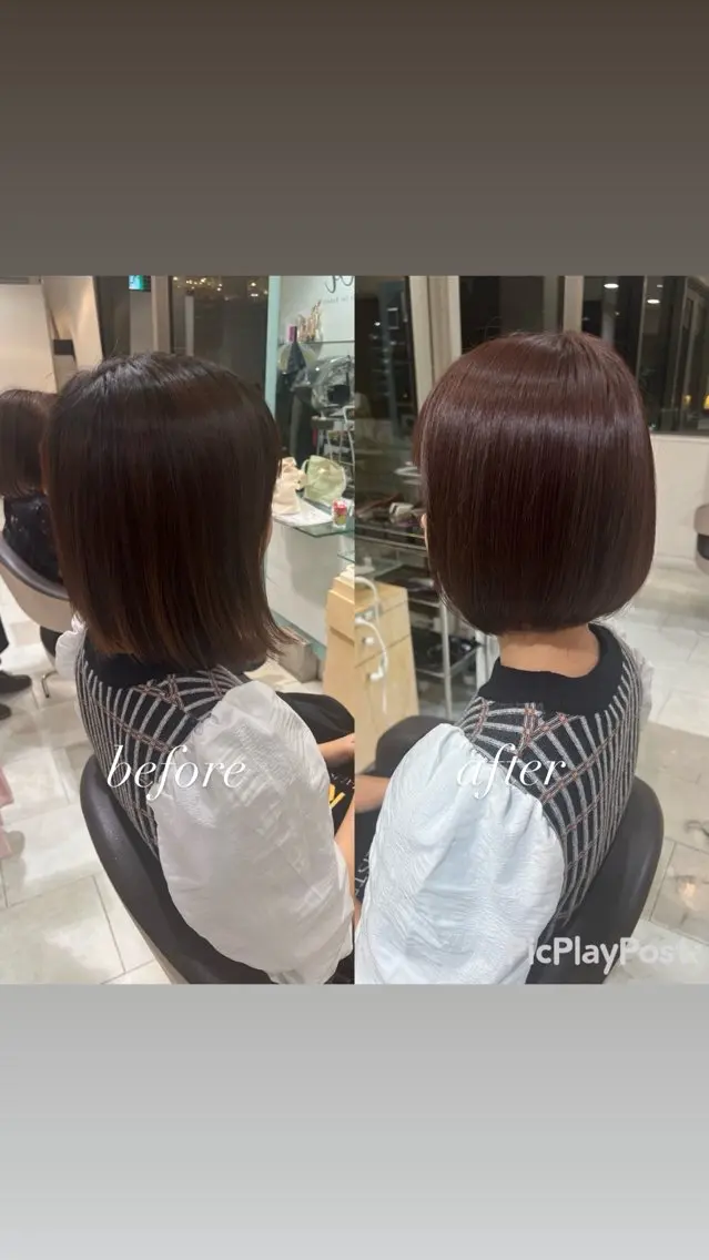 ミディアム カラー ラベンダーカラー ラベンダーピンク ピンクカラー ボブ 大人デザイン 🍃MORIKA🍃のヘアスタイル