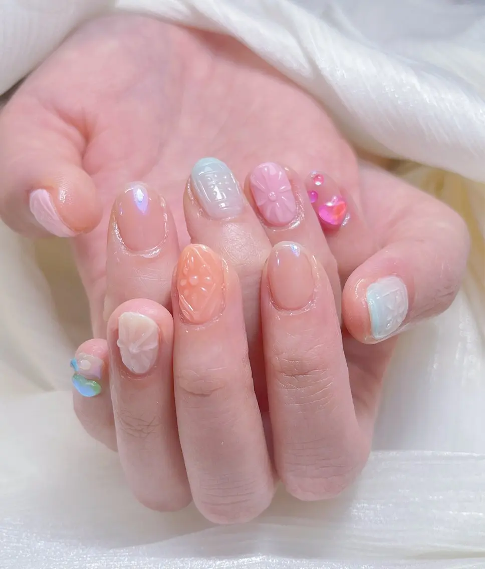 ネイル candy nail 韓国風ワンホンネイルのネイルデザイン