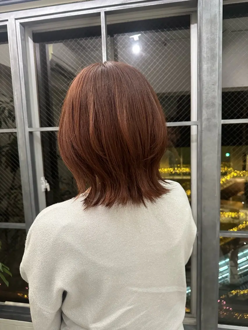 ミディアム オレンジブラウン ‎🤍ともえ‎🤍 /レイヤーカット🧸のヘアスタイル