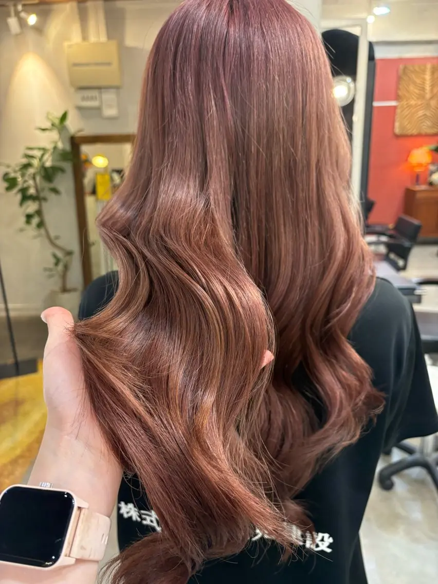ロング カラー ピンクカラー 𝐍𝐚𝐧𝐚{ LEB/神戸三宮元町のヘアスタイル