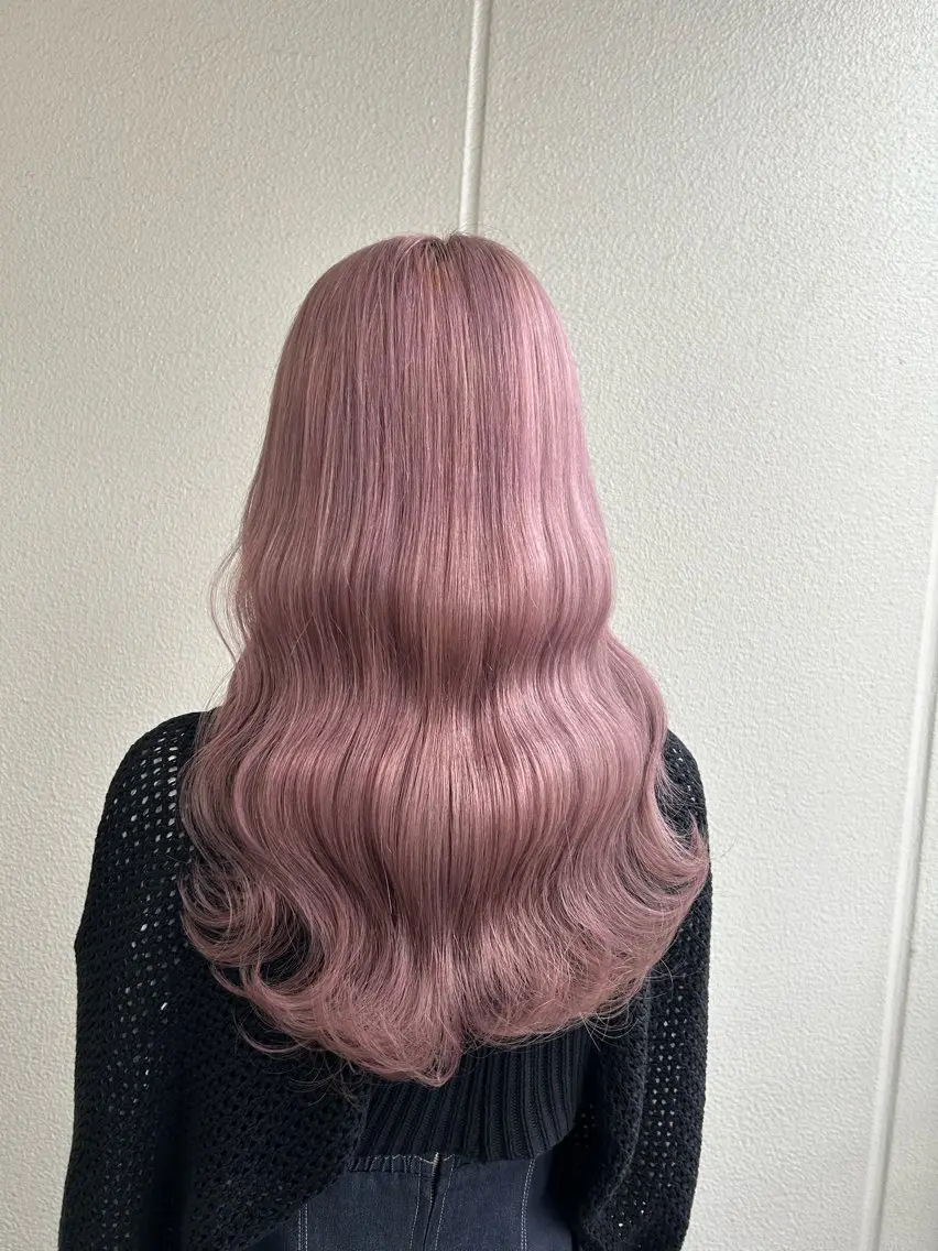 ロング カラー ヘアアレンジ ピンクカラー ホワイトピンク 《暖色/韓国hair 》🇰🇷桑原ユキネのヘアスタイル