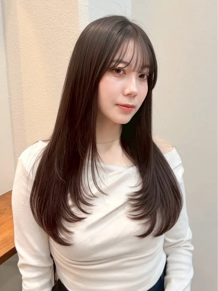 ロング カラー ヘアカラー 🎀ブリーチなしカラ ー🎀韓国ヘアのヘアスタイル