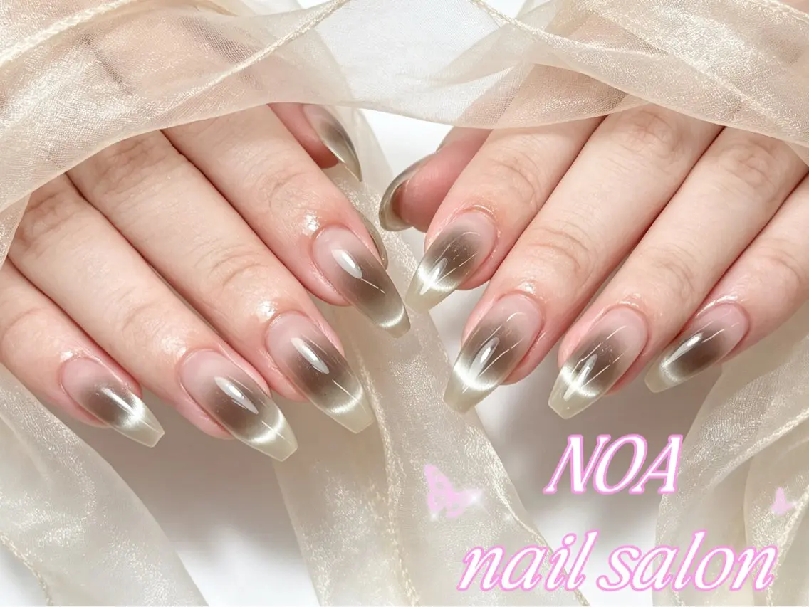 ネイル 長さ出し フレンチネイル ジェルネイル ガーリー キラキラネイル ハンドネイル Noa Nail みつきのネイルデザイン