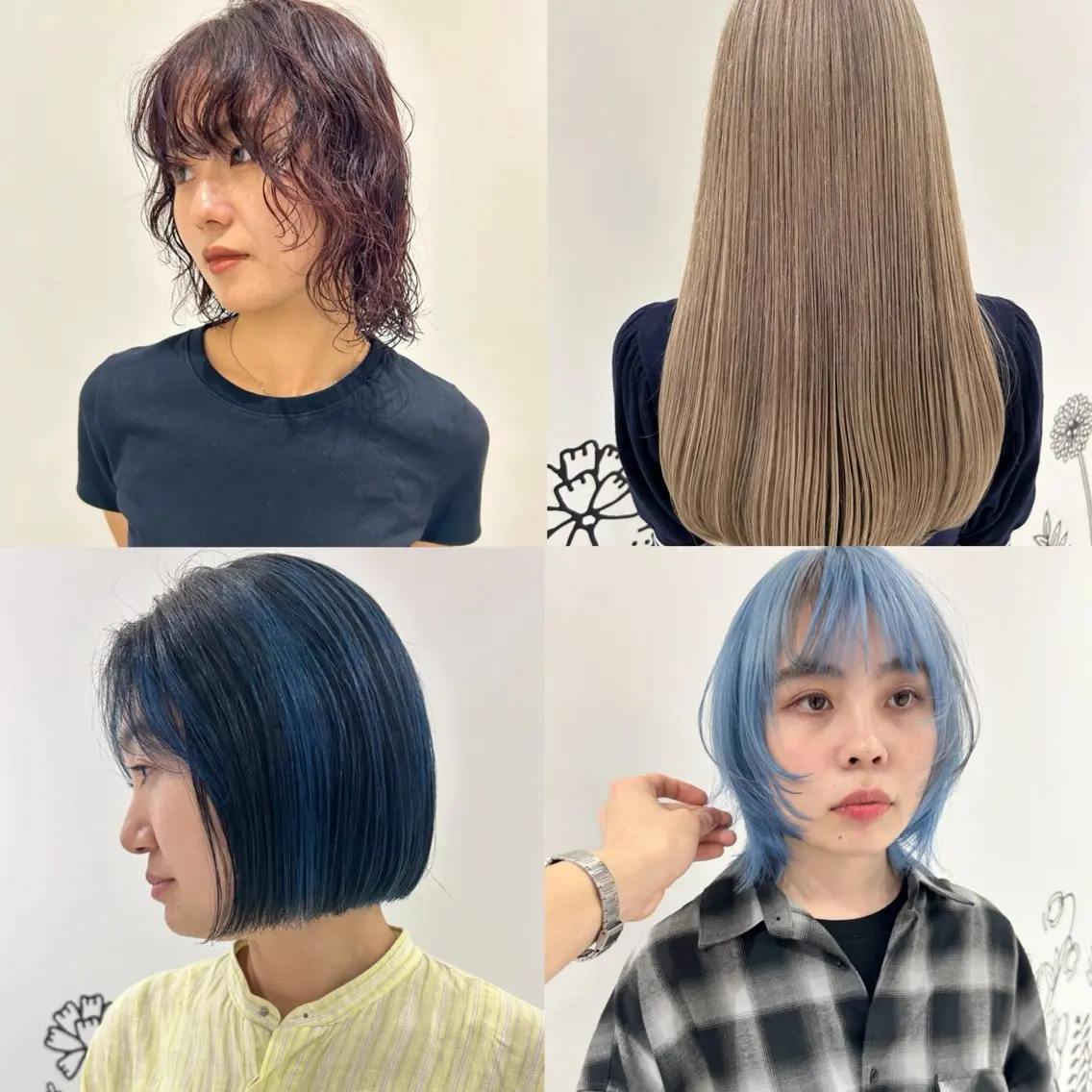 ミディアム カラー パーマ ミディアムパーマ ブリーチ ハイトーン/ブリーチ 似合せカット/パーマのヘアスタイル