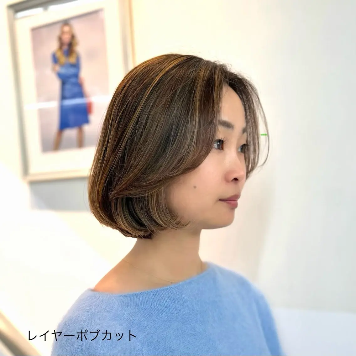 ミディアム ボブレイヤー ボブ 顔まわりレイヤー 顔周りカット レイヤーカット 海外ヘア /　 Juanのヘアスタイル