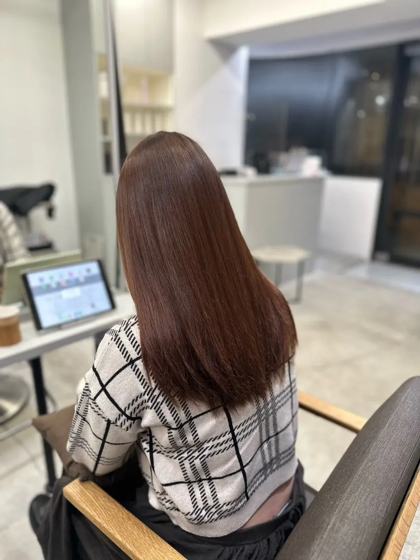 セミロング パーマ 縮毛矯正 ハイトーンカラー が絶対可愛い✨泰聖✨のヘアスタイル