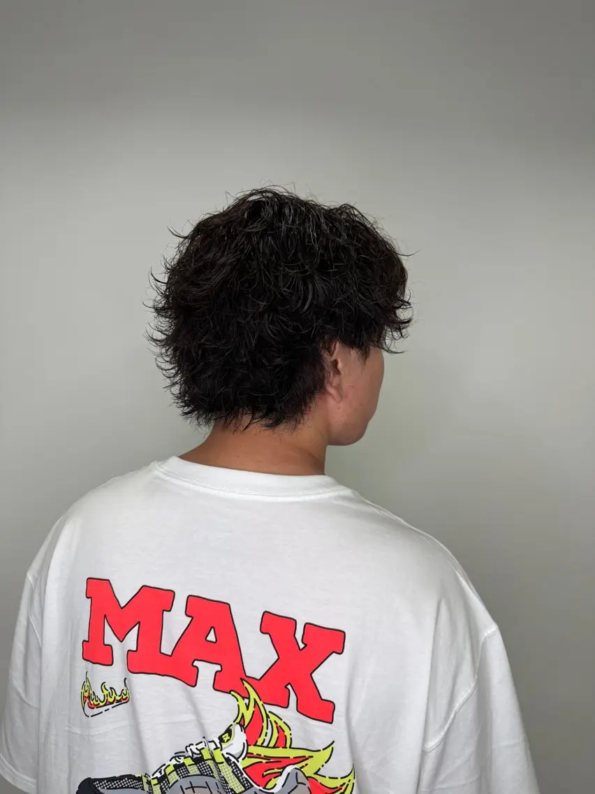 ミディアム パーマ メンズ カット パーマ 川﨑 大暉のヘアスタイル