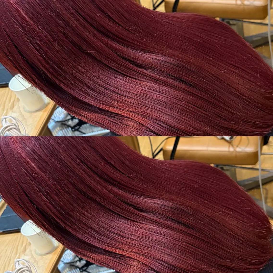 セミロング カラー ブリーチ ボルドーカラー ケアブリーチ カシス ダブルカラー ヘアカラー トリートメント 👑髪質改善Wカラー 👑アユカのヘアスタイル