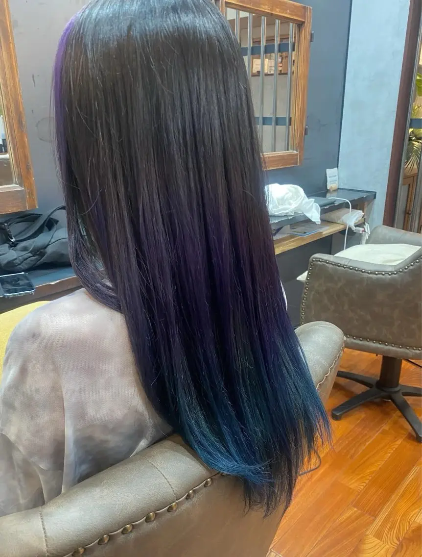ロング カラー ヘアアレンジ デザインカラー 烏山 達也のヘアスタイル