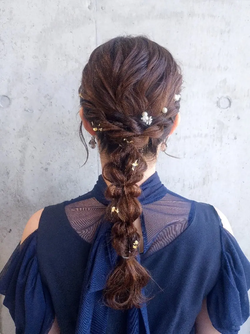セミロング ヘアアレンジ ヘアセット ヘアアレンジ/柔らか 艶カラー/AKARIのヘアスタイル