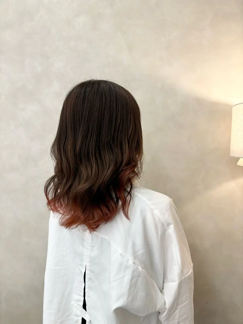 セミロング レイヤーカット ボブ/レイヤー/暖色 カラー/モモカ🎀のヘアスタイル