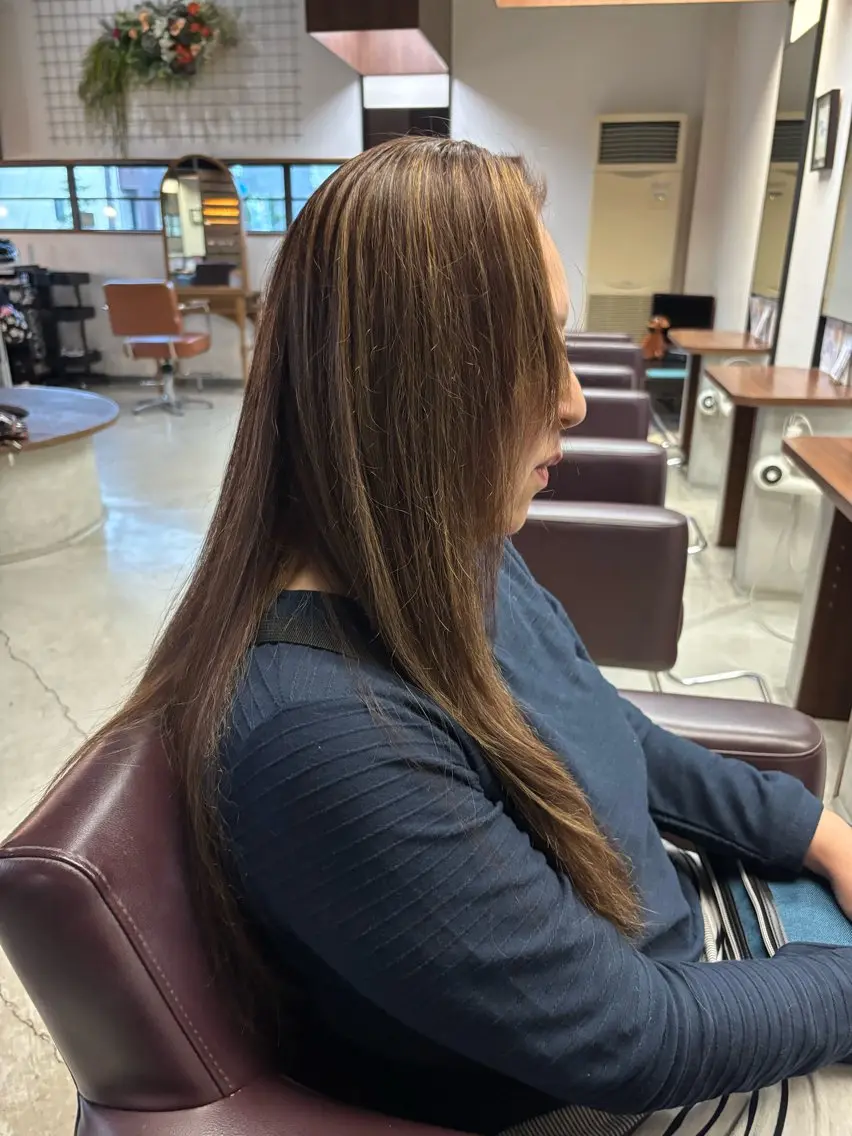 ロング カラー ベージュカラー ハイライトカラー ハイライト 古田 穂香/似合わせカラーのヘアスタイル