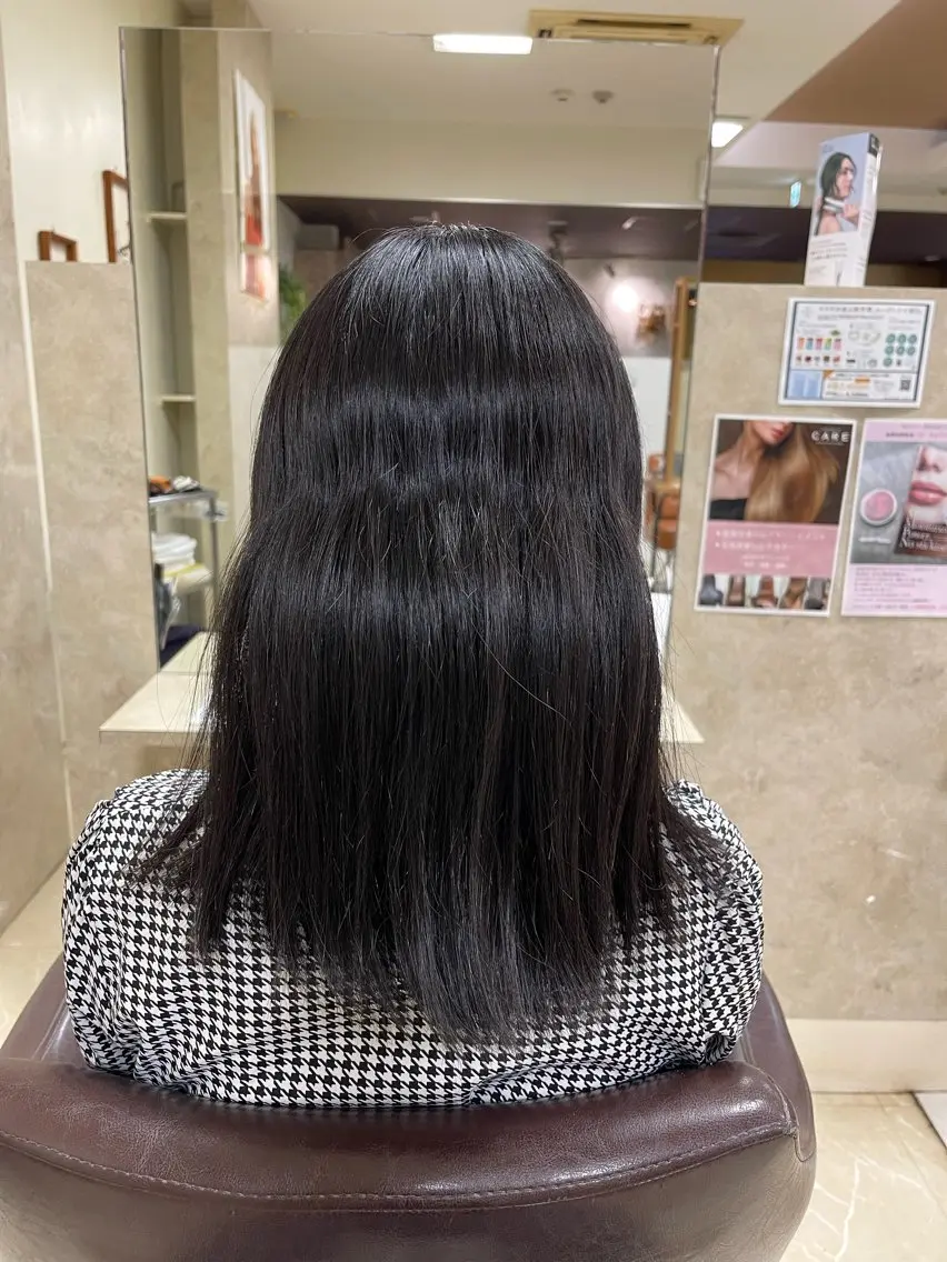 セミロング 縮毛矯正 縮毛・酸性ストレート モデル募集のヘアスタイル