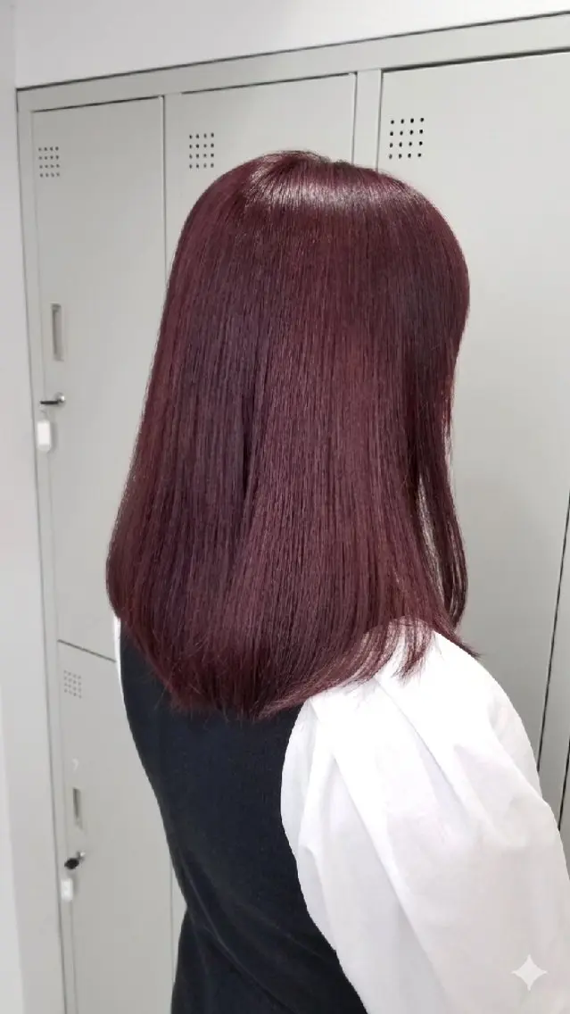 ミディアム カラー ボルドーカラー ピンクカラー ボブ ヘアカラー ブリーチなしWカラー 【艶感✨透明感】中澤のヘアスタイル