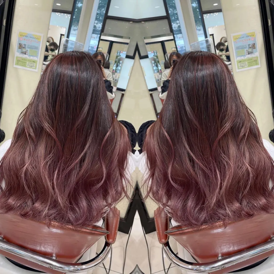 セミロング カット ヘアカラー Y Uのヘアスタイル