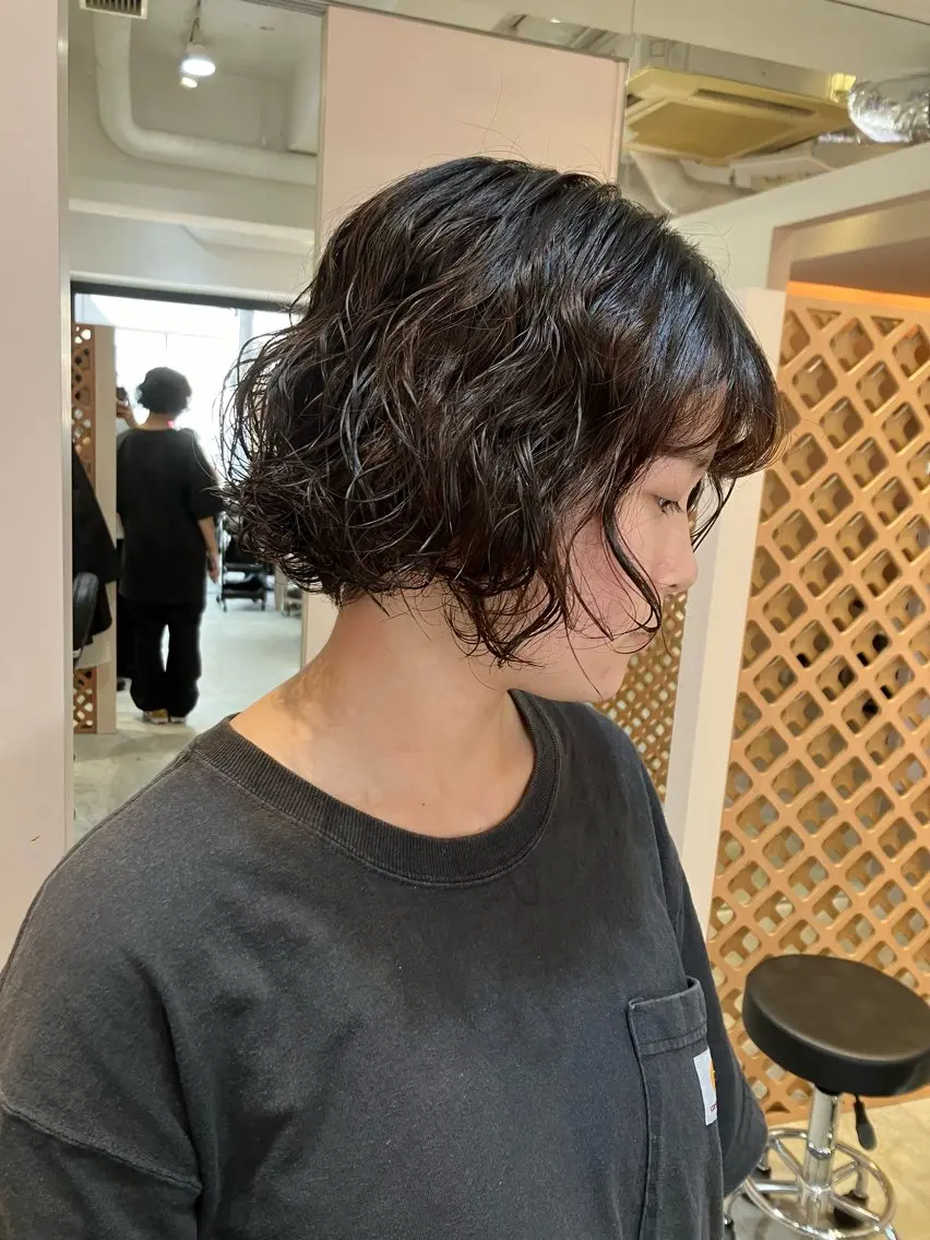 ショート パーマ ボブ カット パーマ 川間 将彦のヘアスタイル