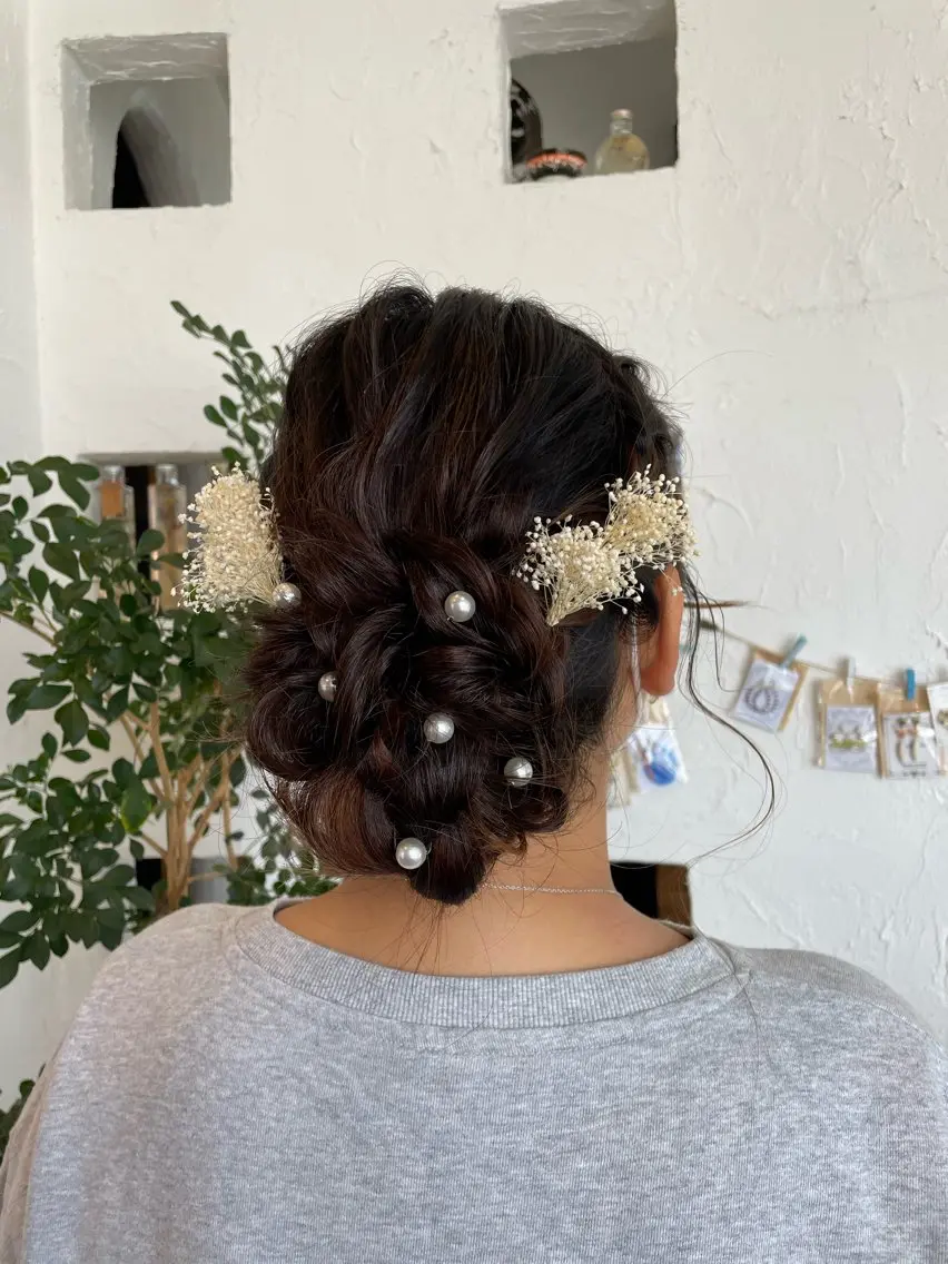 ヘアアレンジ ハーフアップ 浴衣 ヘアセット 🌸小掛🌸 豊橋外国人風カラーのヘアスタイル