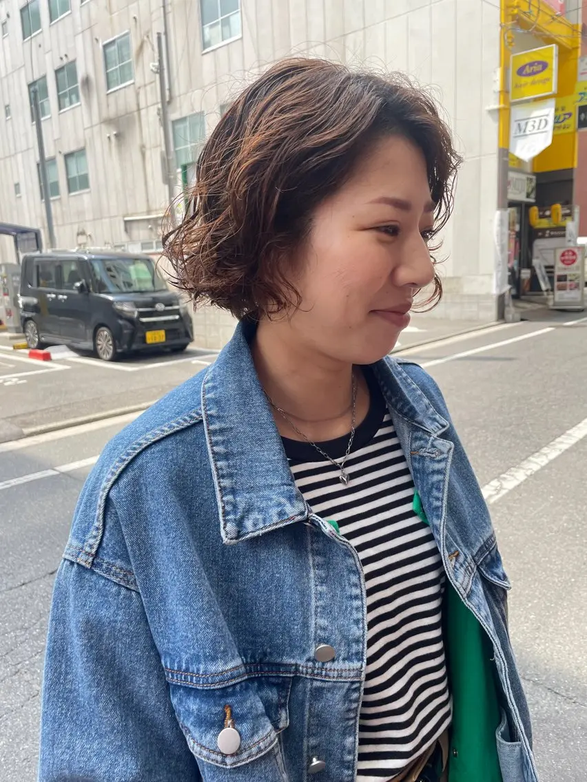 ショート パーマ カット パーマ トリートメント ayane⭐️ボブ・ ショート・パーマのヘアスタイル