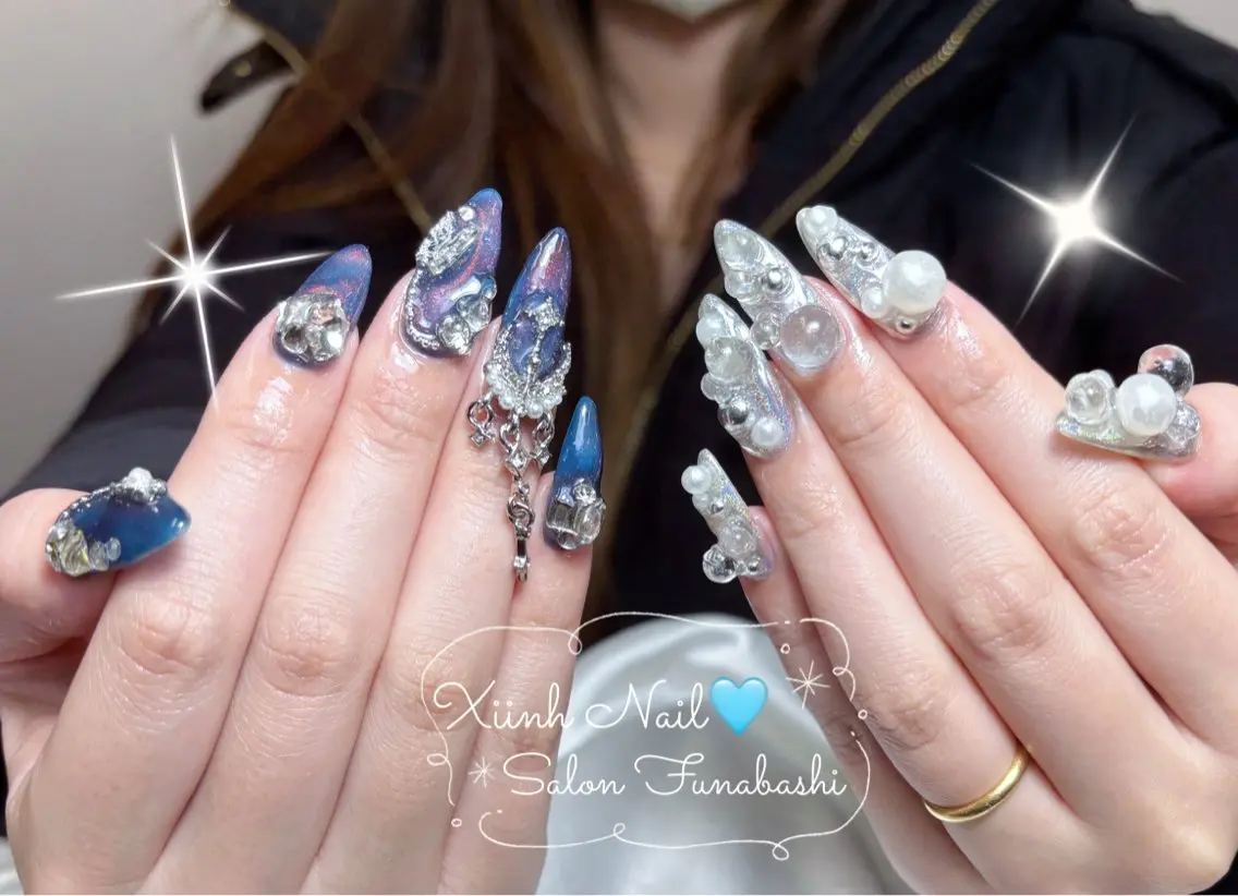 ネイル ブラウン チークネイル 桜ネイル 長さ出し フットネイル ハンドネイル XIINH NAIL SALONのネイルデザイン
