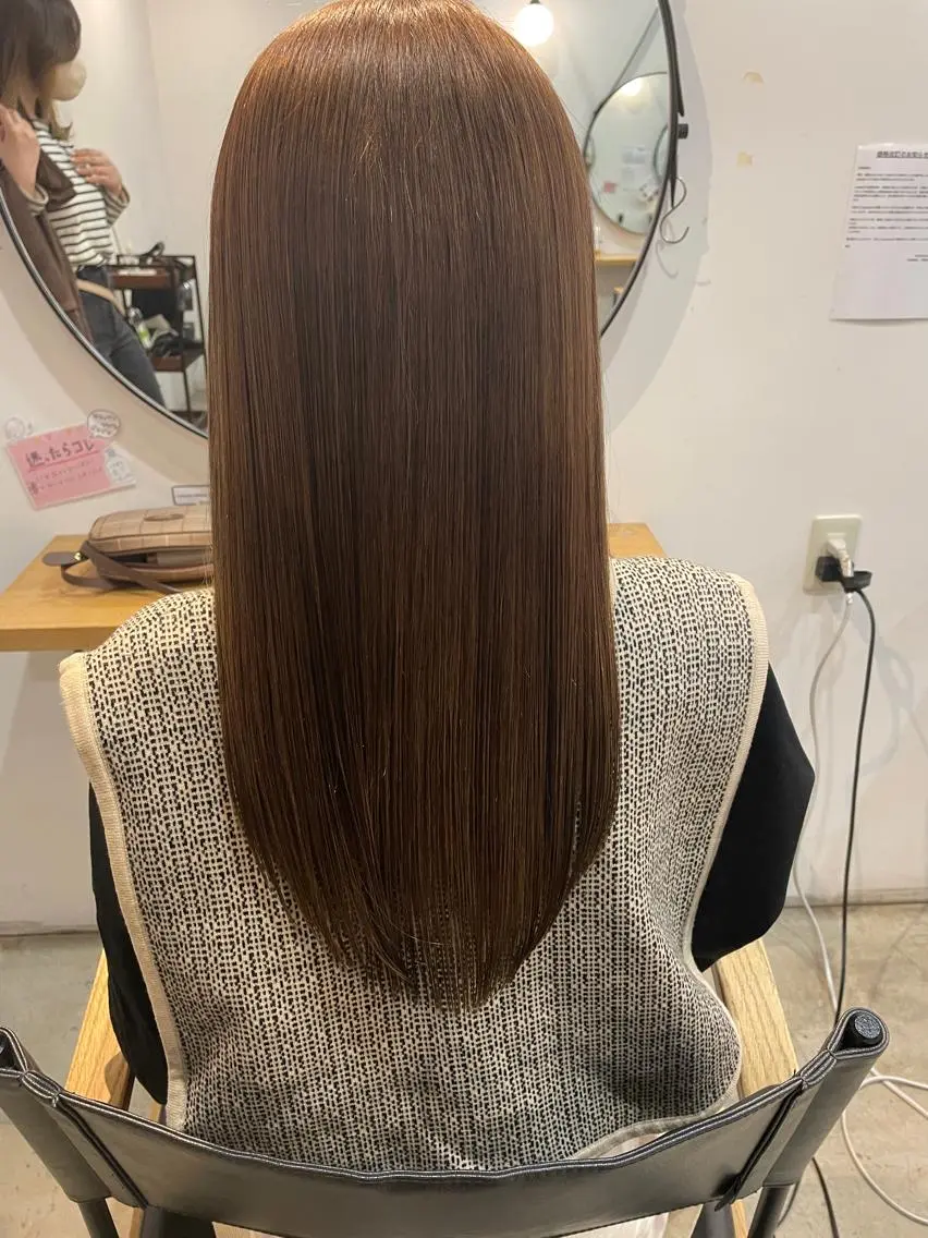 平日限定価格⚠︎ 似合わせカット+髪質改善酸性ストレート+透明感カラー🤎の写真