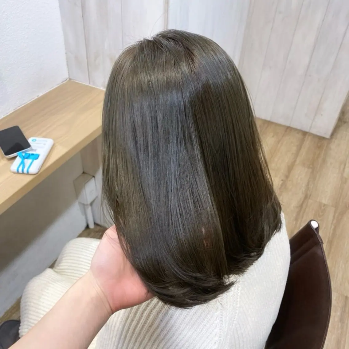 ミディアム カラー アッシュ ベージュカラー 黒髪 ブルーカラー ブルーブラック カット ヘアカラー トリートメント ヘッドスパ ヘアセット 艶感/韓国風 🤍moeka🤍のヘアスタイル