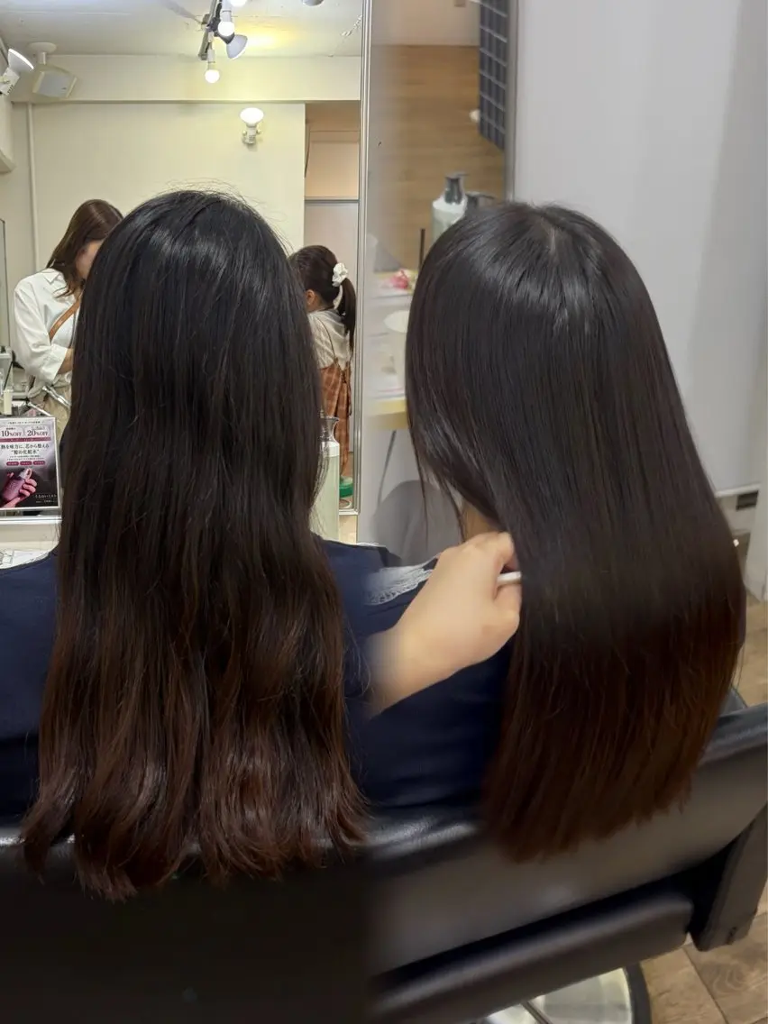ロング 縮毛矯正 トリートメント 心寧🍑🤍ྀི/ beigecolorのヘアスタイル