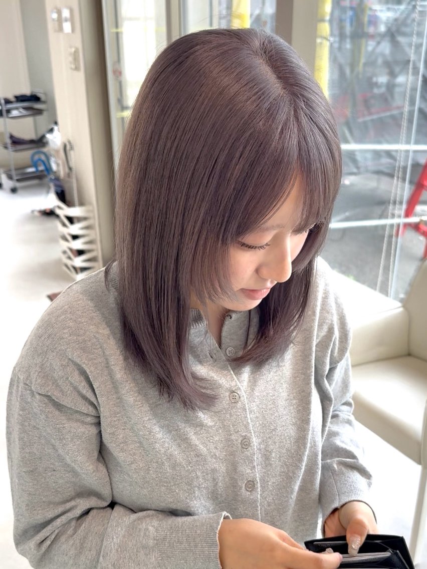 ミディアム ヘアカラー ブリーチなしカラー/ 艶カラー/キムラユイのヘアスタイル
