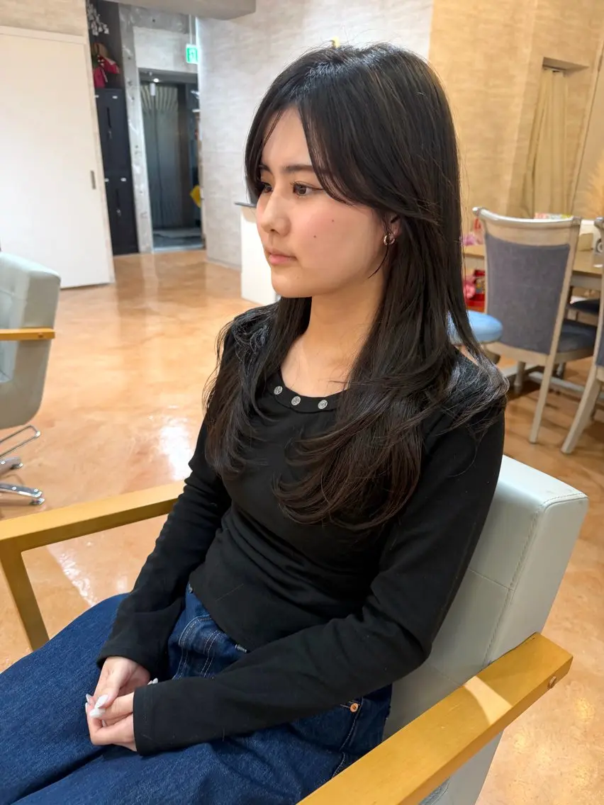 ロング レイヤーカット 北川大輔🌟 小顔レイヤーカットのヘアスタイル