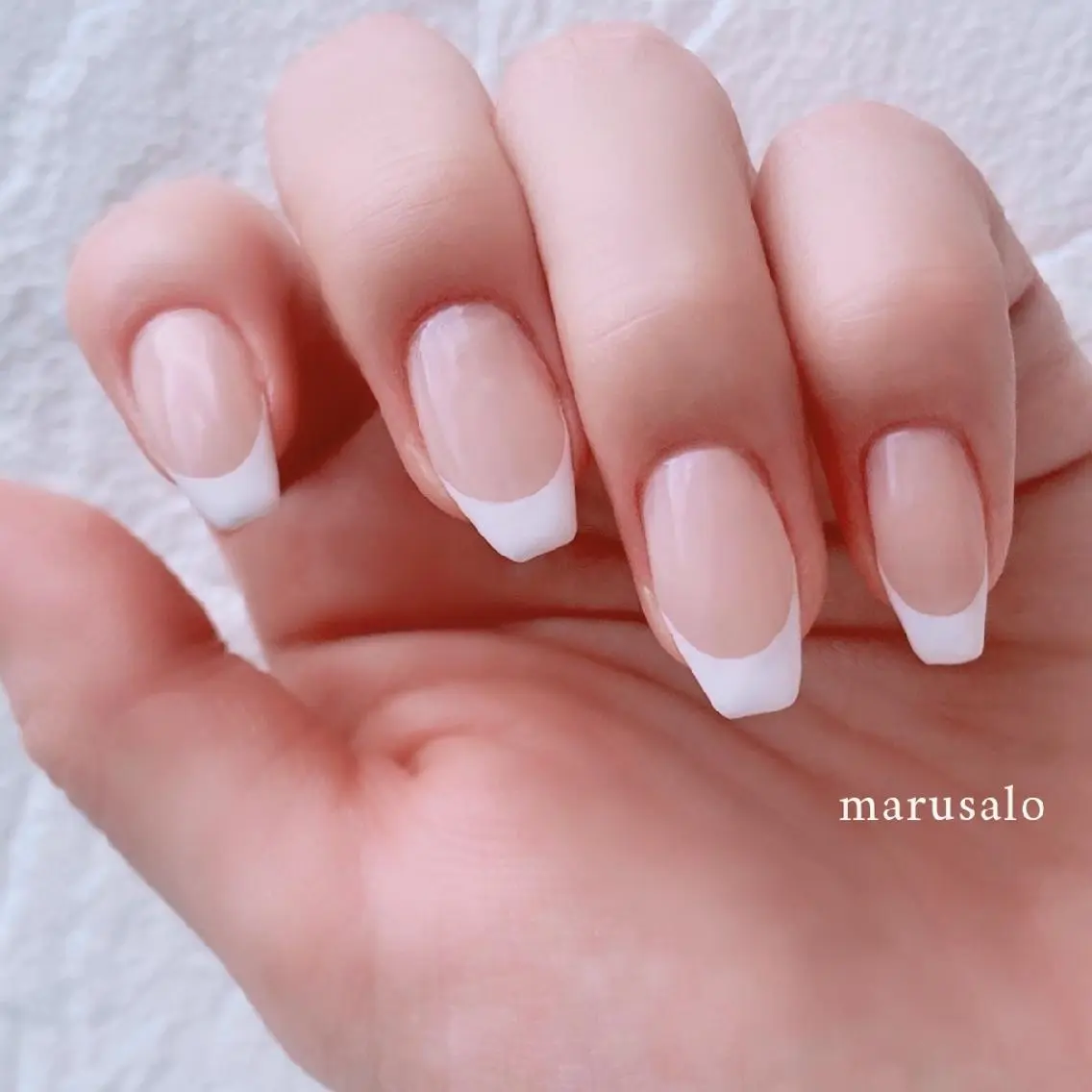ネイル フレンチネイル オフィスネイル シンプルネイル 春ネイル ハンドネイル marusalo nailのネイルデザイン