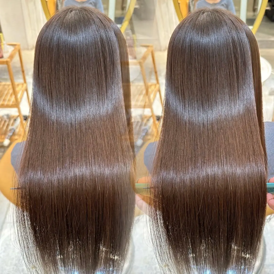 ロング 髪質改善 縮毛矯正 トリートメント 酸性ストレート 酸熱トリートメント ヘアカラー 縮毛矯正 トリートメント 髪質改善/縮毛矯正/ レイヤーカットななこのヘアスタイル