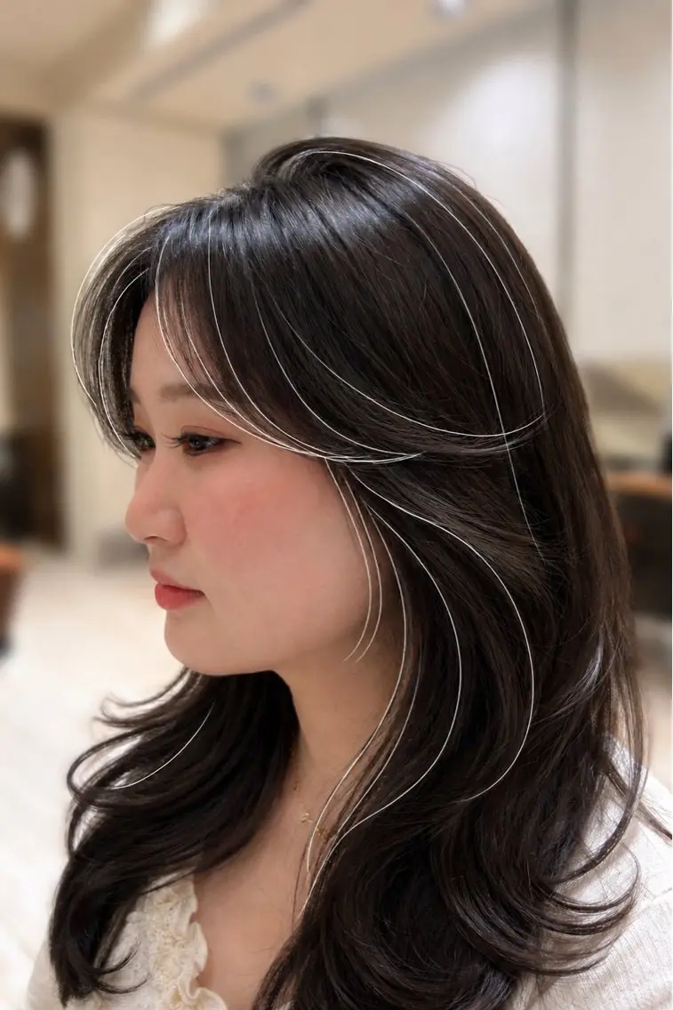 セミロング カット 縮毛矯正 トリートメント 透明感カラー/韓国レ イヤー/宮下知也のヘアスタイル