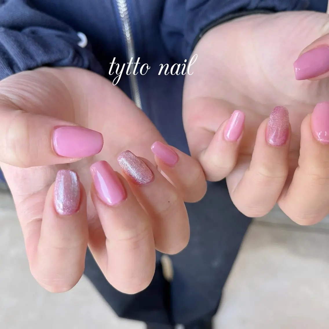 ネイル マグネットネイル オフィスネイル ワンカラーネイル ピンク シンプルネイル ハンドネイル tytto nail ❤︎‪‪eri‪‪のネイルデザイン