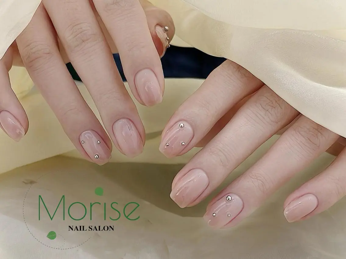 ネイル 長さ出し フレンチネイル ジェルネイル ガラスフレンチ 韓国ネイル MoriseNail Jr研修💜イシダのネイルデザイン