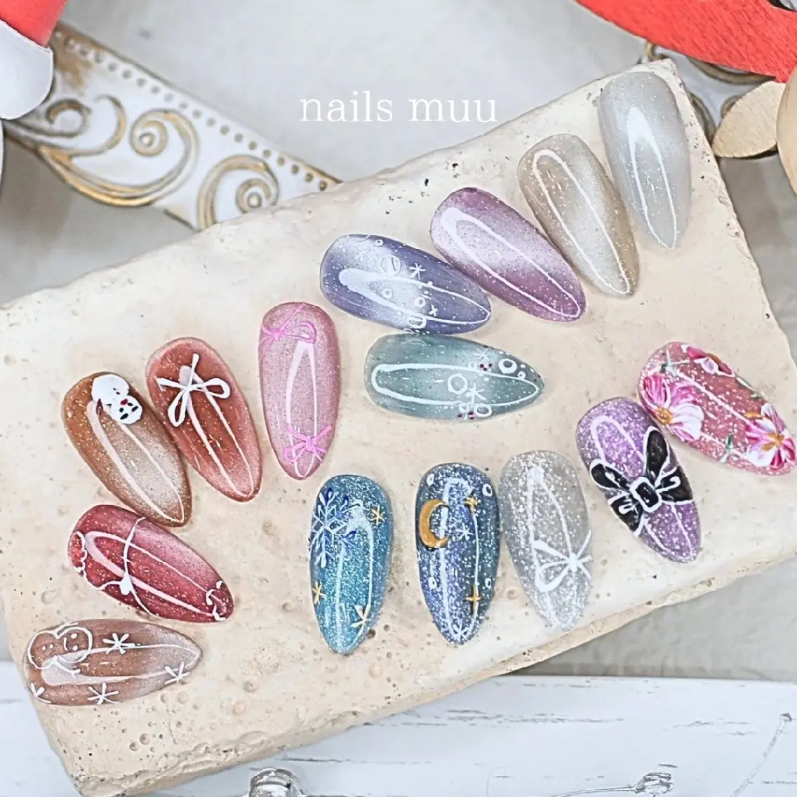 ネイル アートネイル 冬ネイル クリスマス nails muu まゆのネイルデザイン