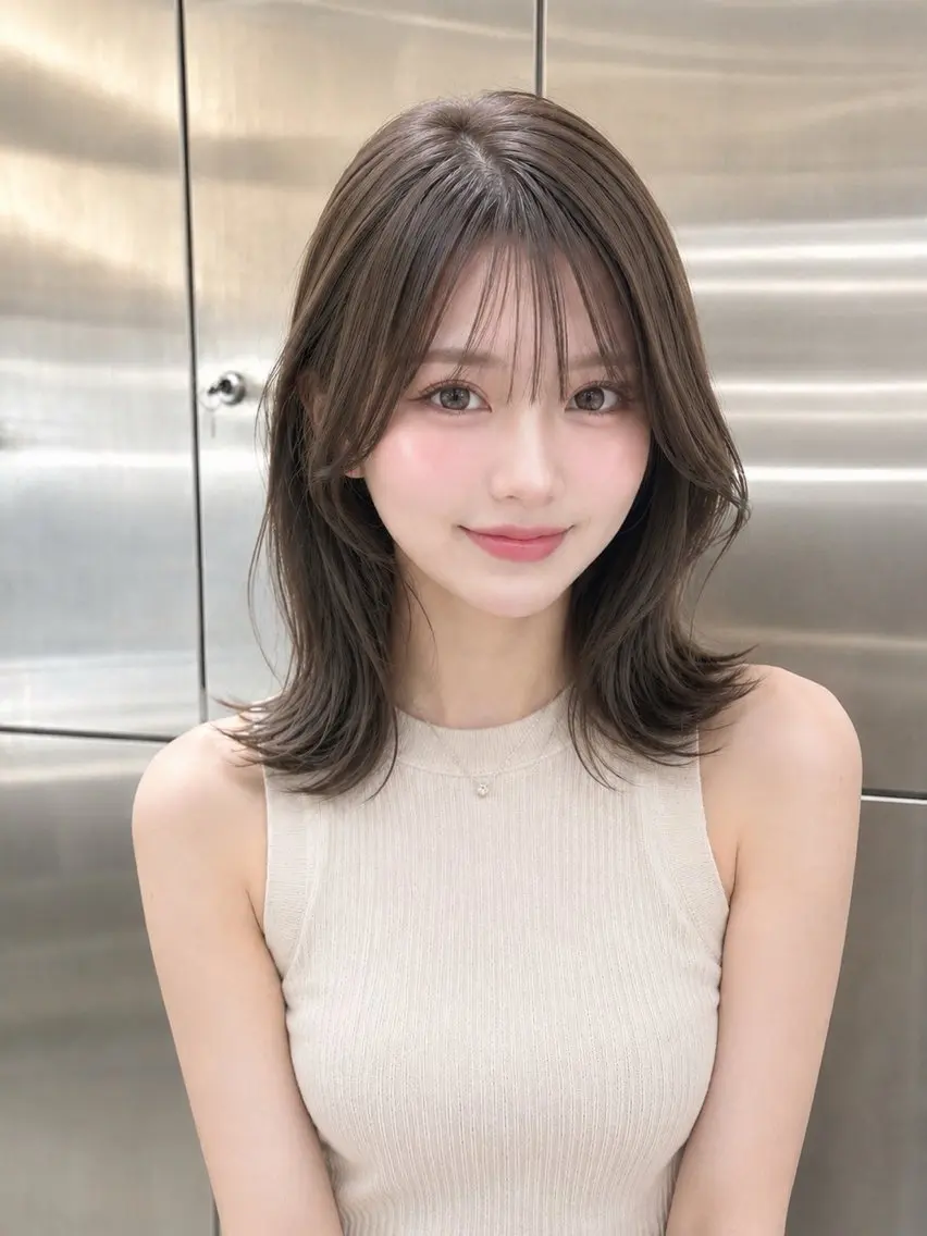 ミディアム 中野 茉莉のヘアスタイル