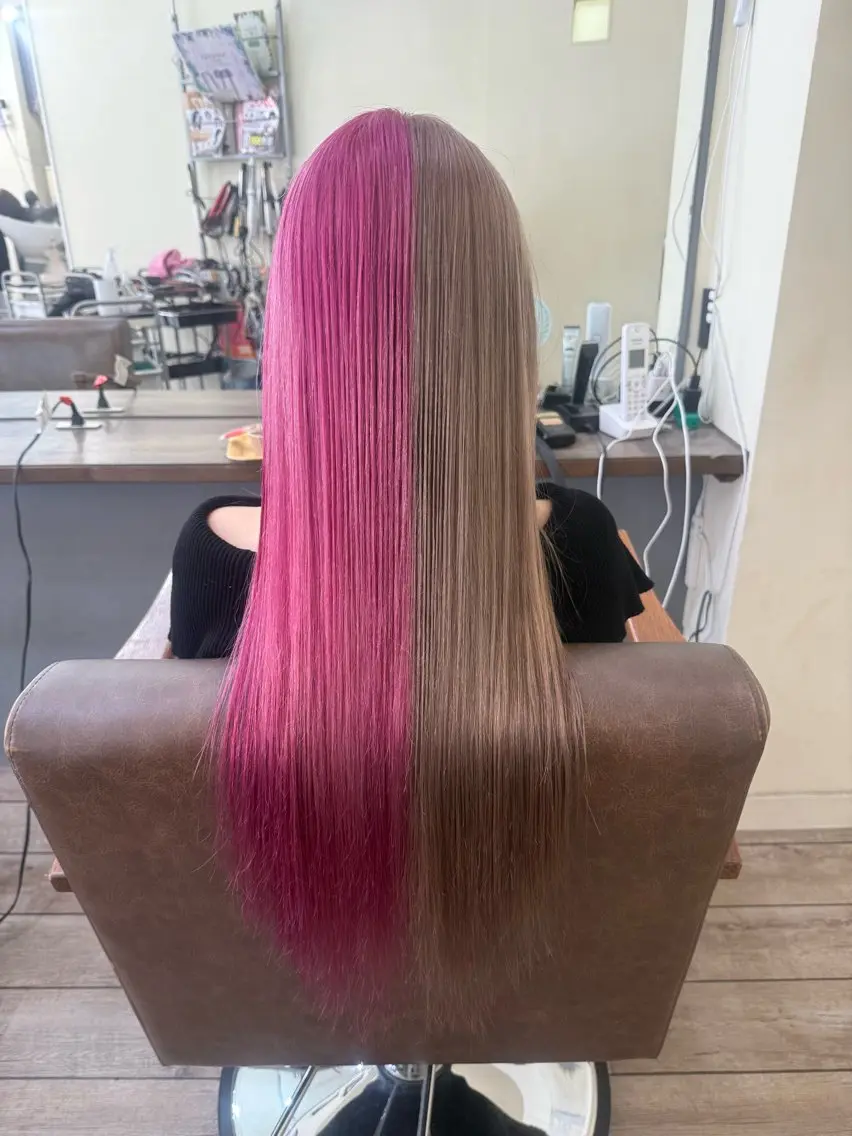 ロング カラー 編み込みエクステ シールエクステ ベージュカラー ハイトーンカラー ミルクティーベージュ カット ヘアカラー WEST OLAND加藤圭介のヘアスタイル