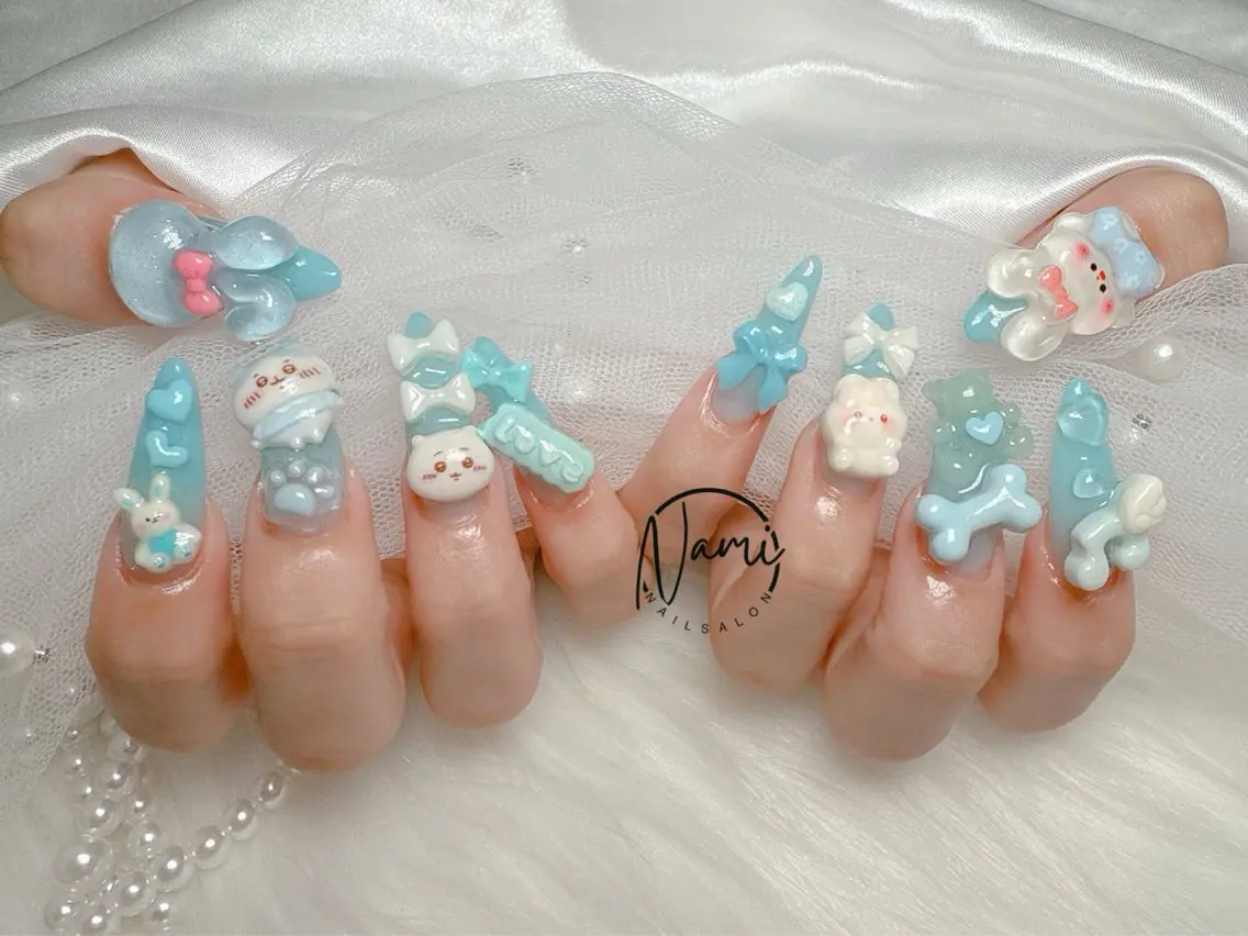 ネイル 長さ出し ガーリー 韓国ネイル ロングネイル 持ち込み Nami nail salonのネイルデザイン