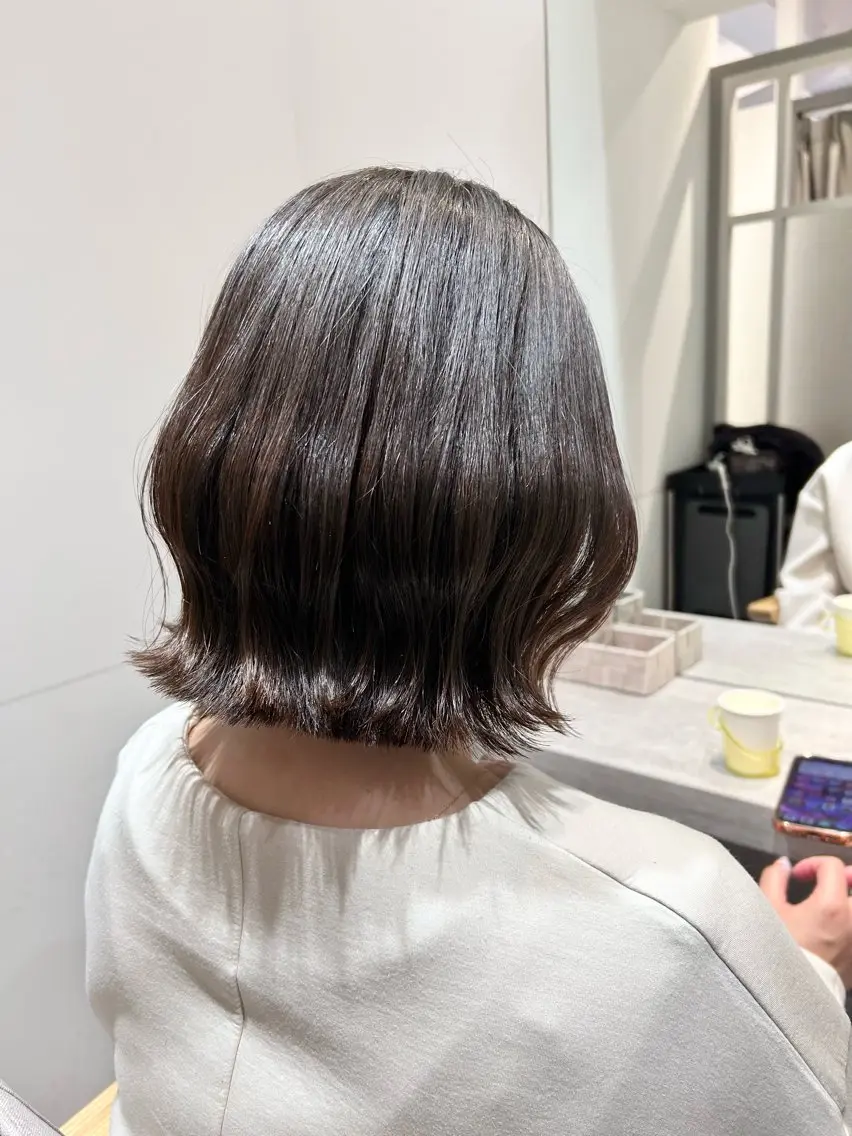 ミディアム パーマ 似合わせボブ🫧 丸みショート藤本のヘアスタイル