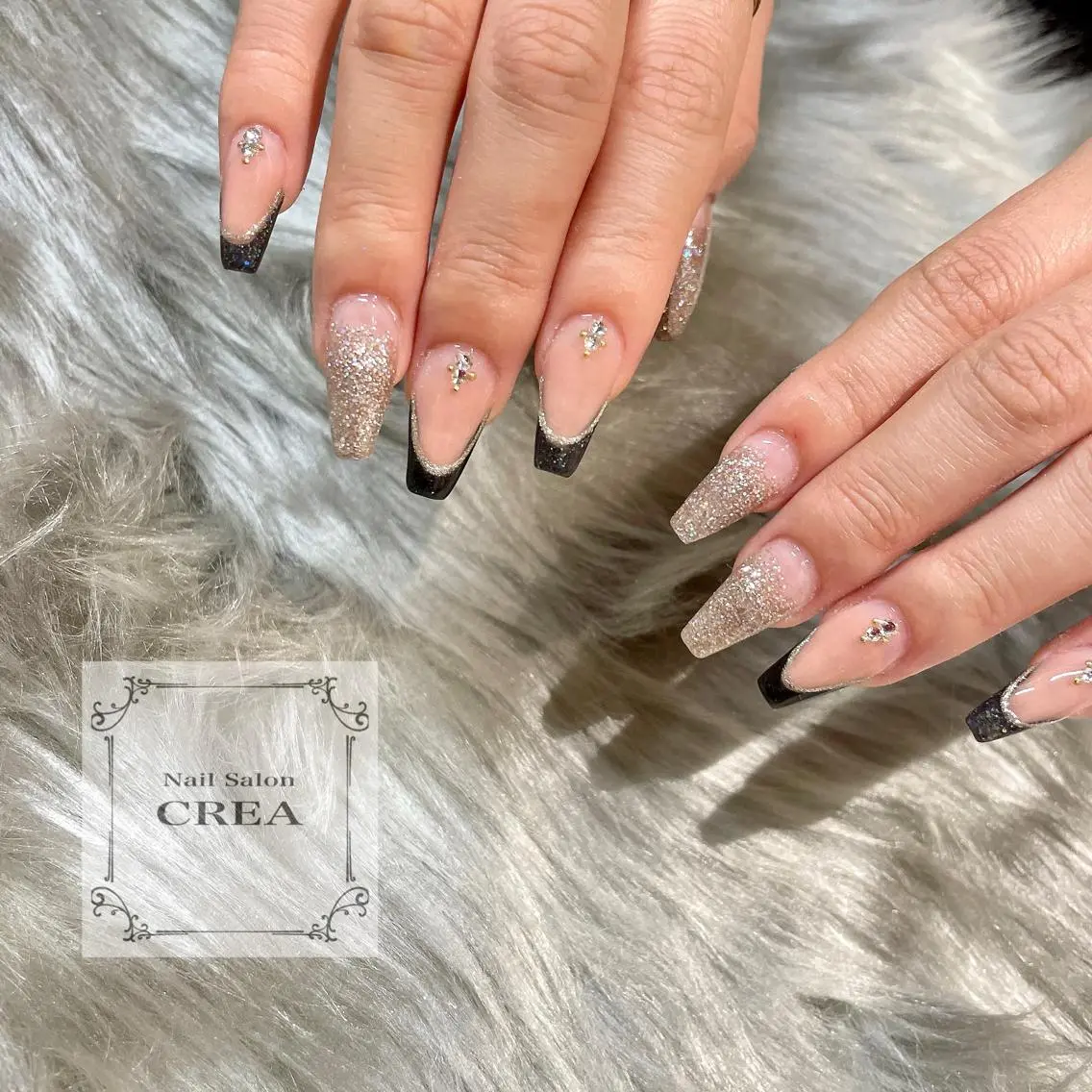 ネイル ラメ(グリッター) ストーンネイル NailSalon CREAのネイルデザイン