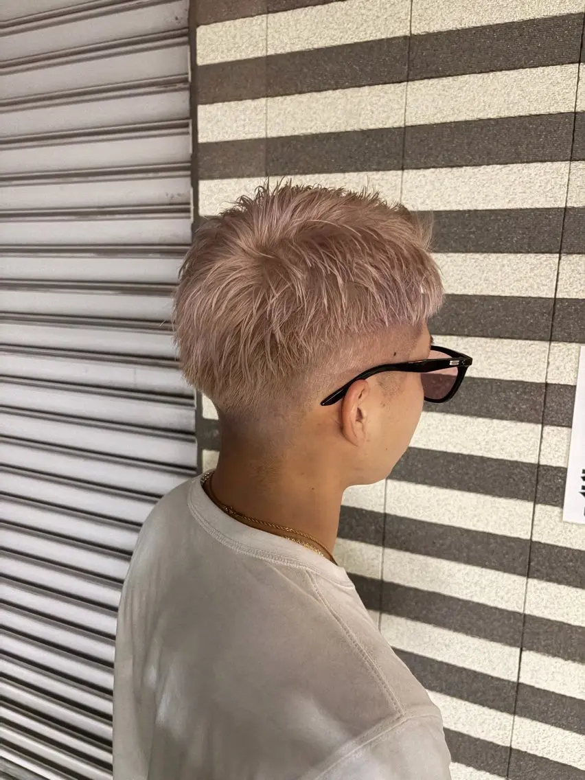 カラー メンズ ベージュカラー ホワイトベージュ ブリーチモデル募集中 YUWA...大宮のヘアスタイル