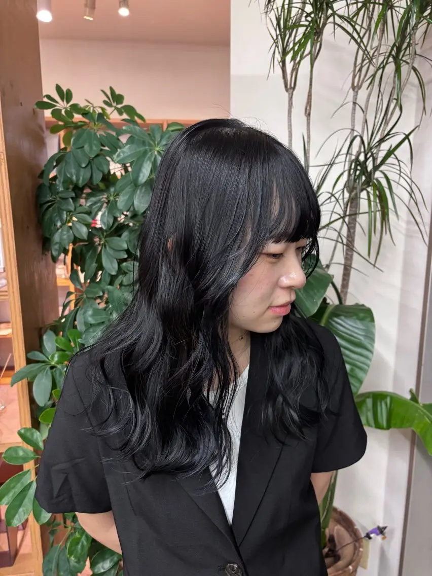 カラー 黒髪 ブルーカラー ブルーブラック 🦄カラーモデル 募集中🦄ちえみのヘアスタイル
