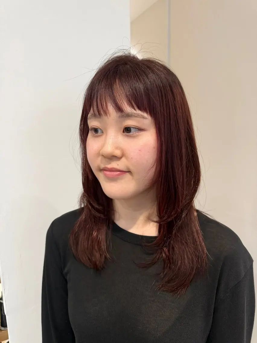 セミロング 顔周りカット レイヤーカット カット ヘアカラー トリートメント RIN ✴︎透け感カラー✴︎のヘアスタイル