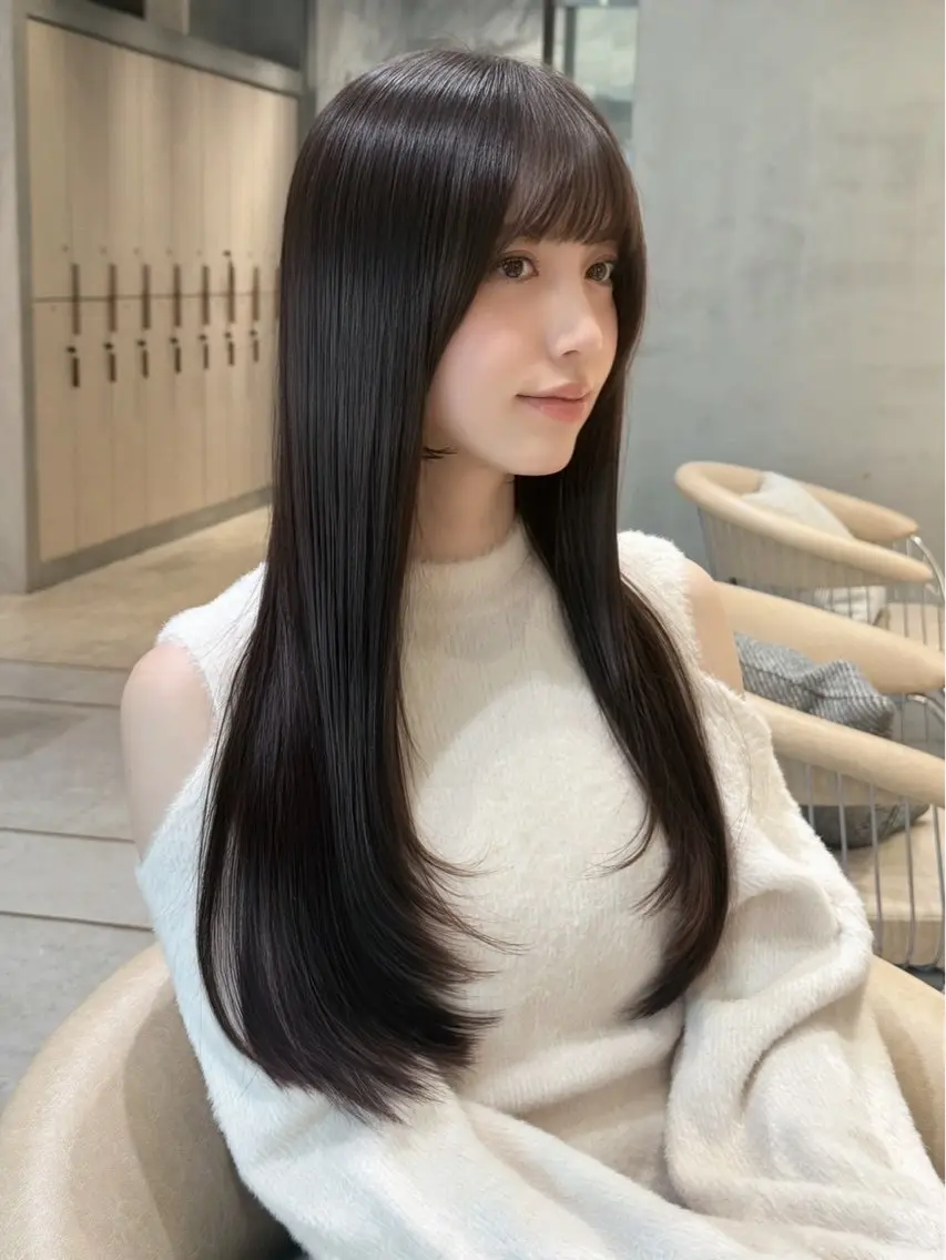 ロング 艶カラー✨️縮毛矯正 ☁みさ🫧🤍のヘアスタイル
