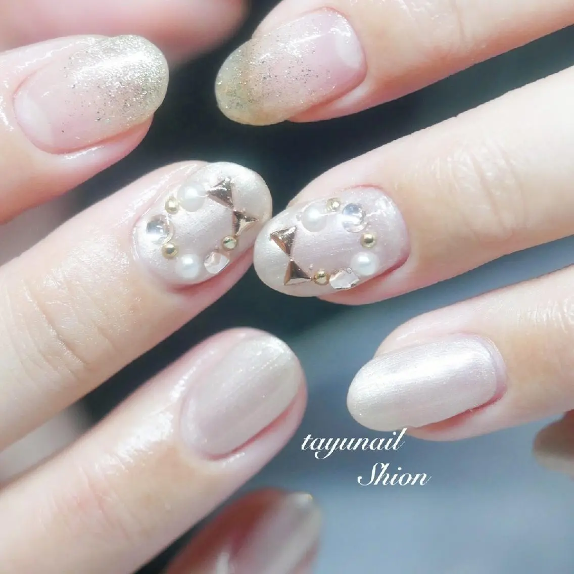 ネイル アートネイル ブルー ジェルネイル パラジェル ネイルサロン 【たゆnail】のネイルデザイン