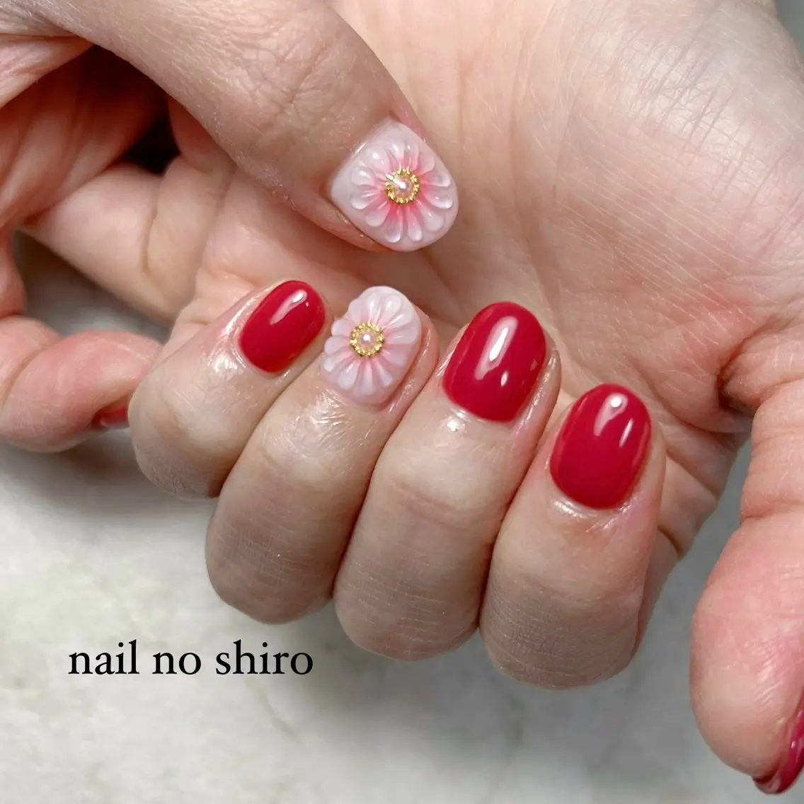 ネイル アートネイル フラワーネイル ピンク 赤色 春ネイル nail no shiro/耳つぼのその他イメージ
