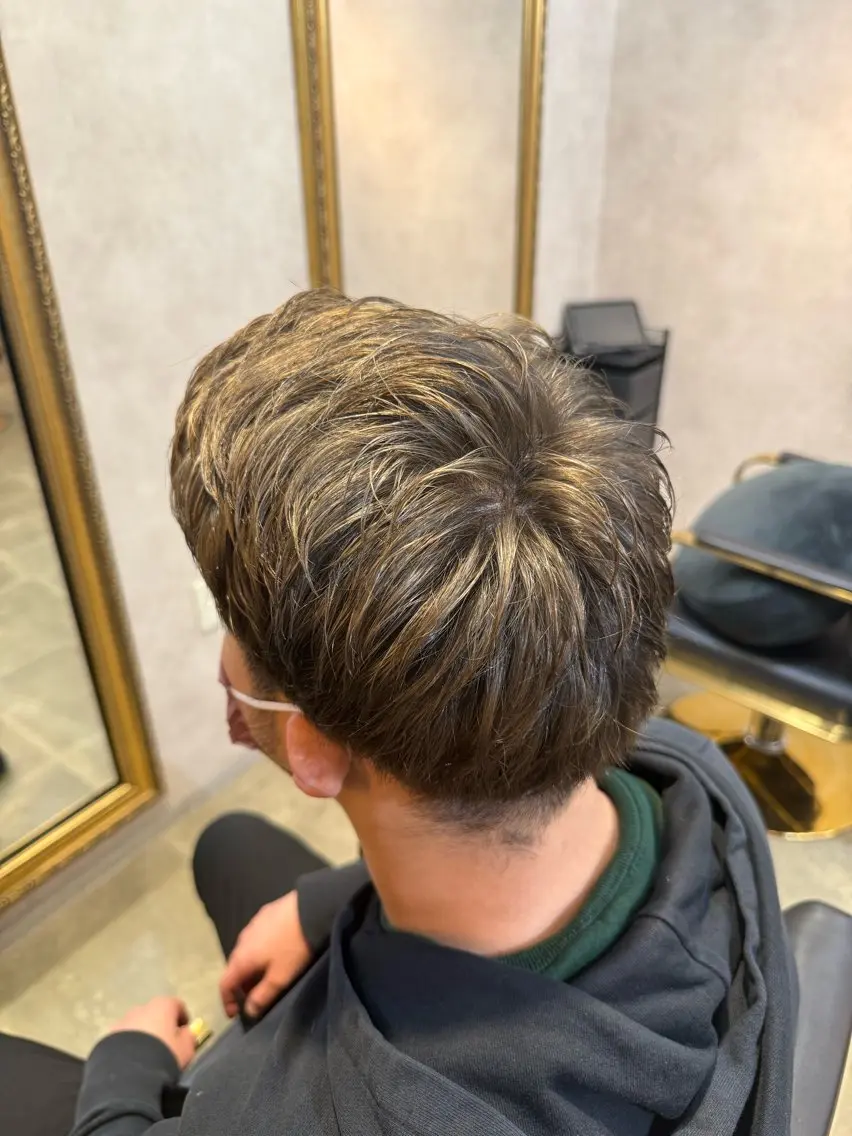 ショート カラー メンズ グレージュ オリーブグレージュ オリーブグレー maco /カラー・縮毛矯正のヘアスタイル