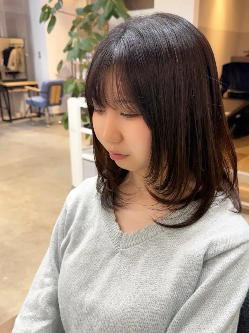 ミディアム 髪質改善 レイヤーカット カット 縮毛矯正 トリートメント THE DAY 木村　敏之のヘアスタイル
