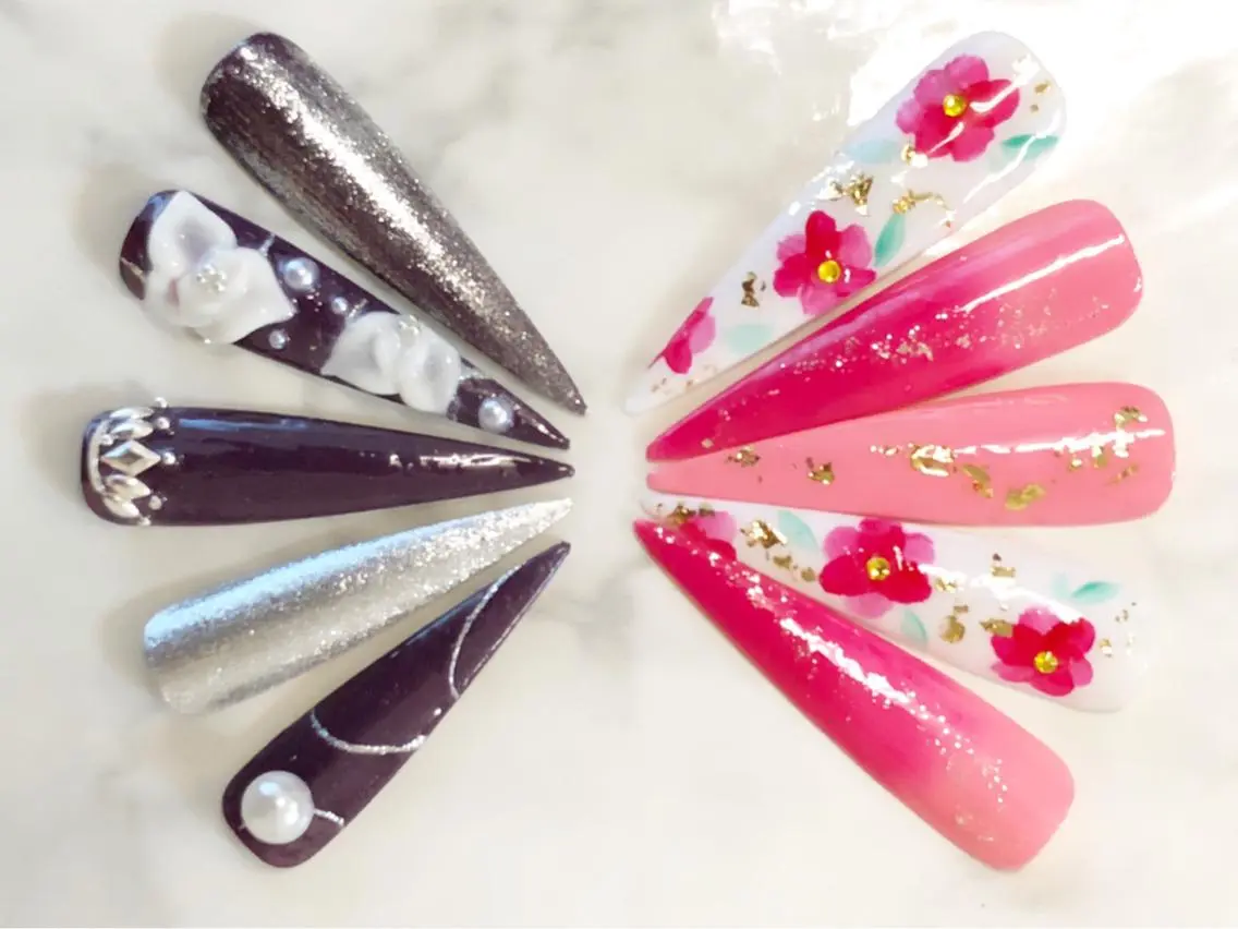 カラー ネイル アートネイル 成人式 ロングネイル スカルプネイル KIREIE NAILSのネイルデザイン