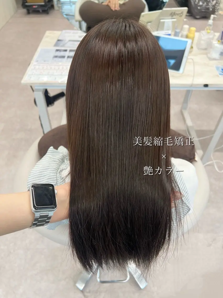ロング カラー 縮毛矯正 カット ヘアカラー 縮毛矯正 トリートメント 美髪矯正/シークレッ トハイライト🤍りさのヘアスタイル